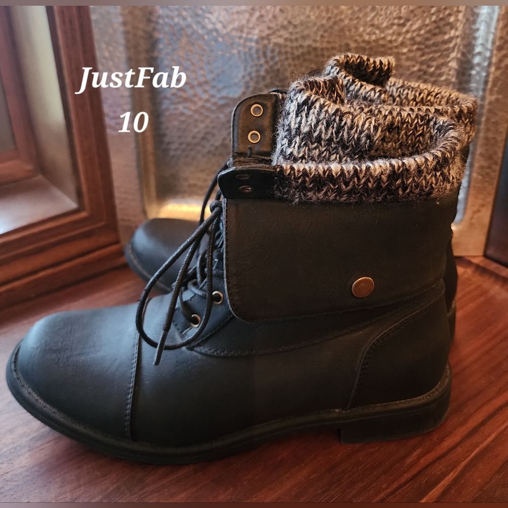 JustFab Black‎ Carissa Lace Up Boots